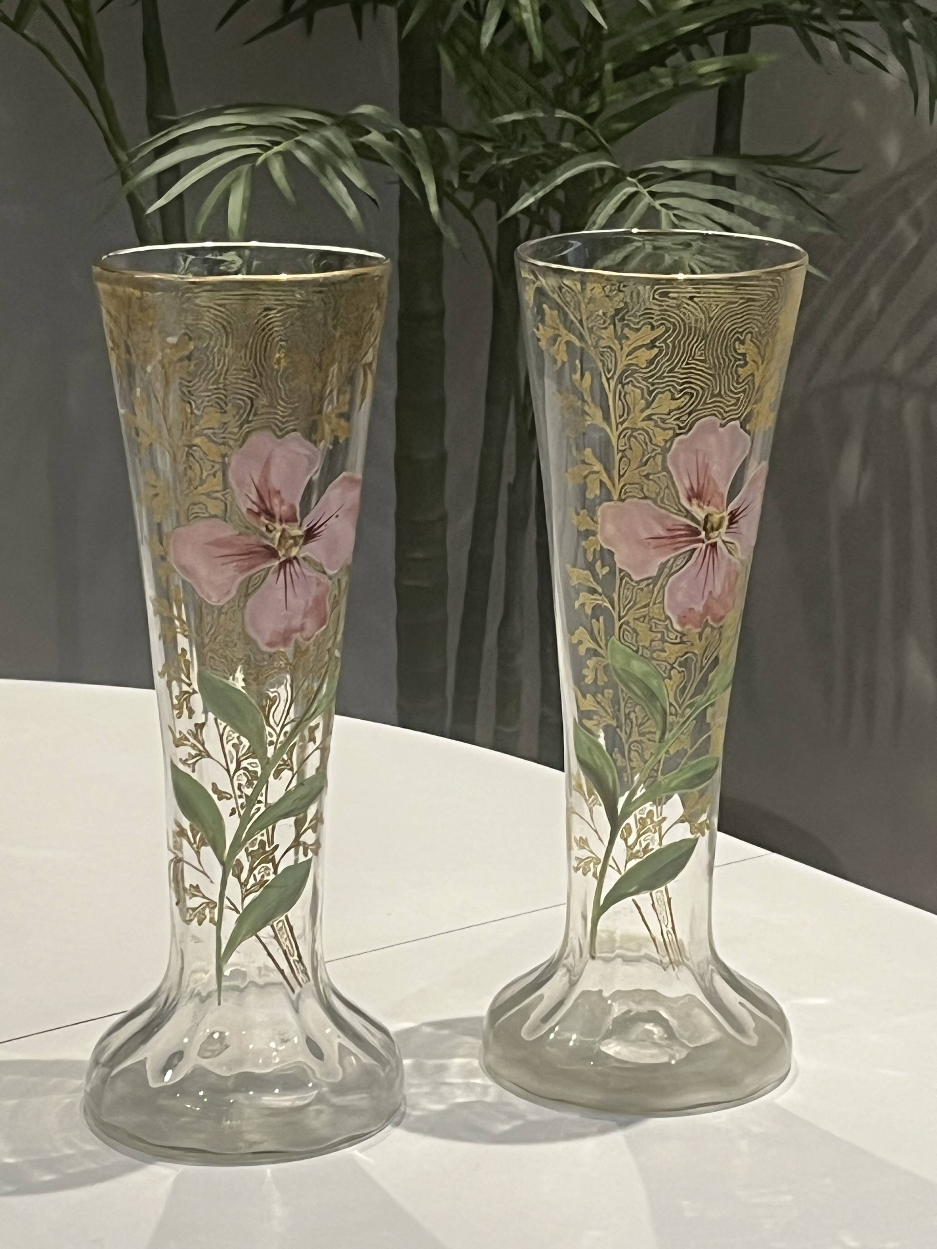 Paire de vase signés - Legras, décor floral - vers 1900