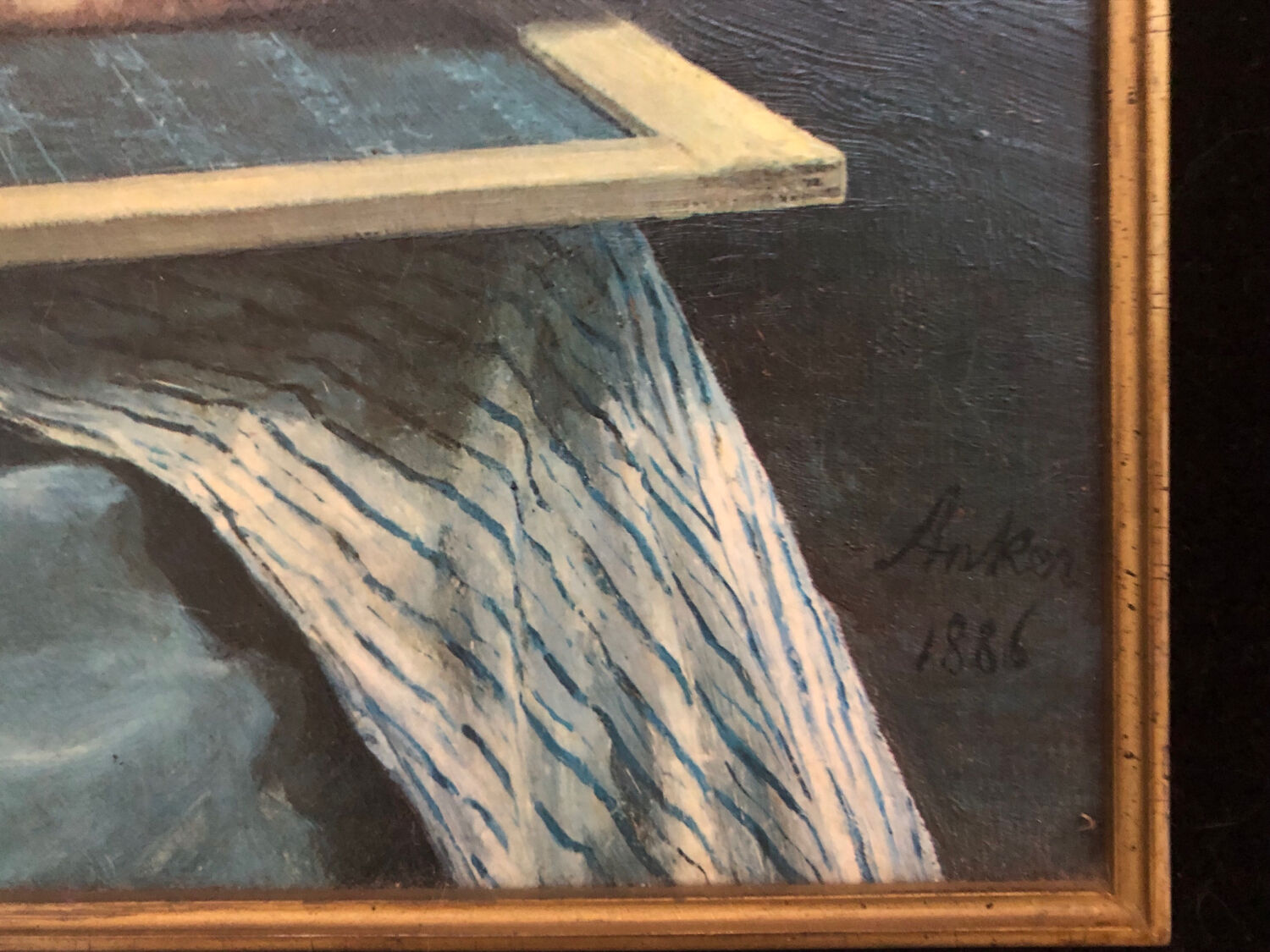 Portrait young girl reading repro worthy of Albert Anker