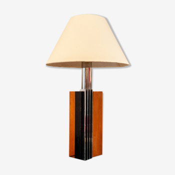 Lampe de table en bois et acier Italia