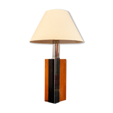 Lampe de table en bois et acier Italia