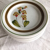 Un plat a tarte et 6 assiettes à dessert en gré Vintage made in Italie