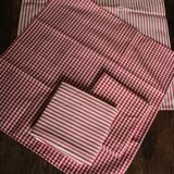 A set of 4 red gingham striped napkins