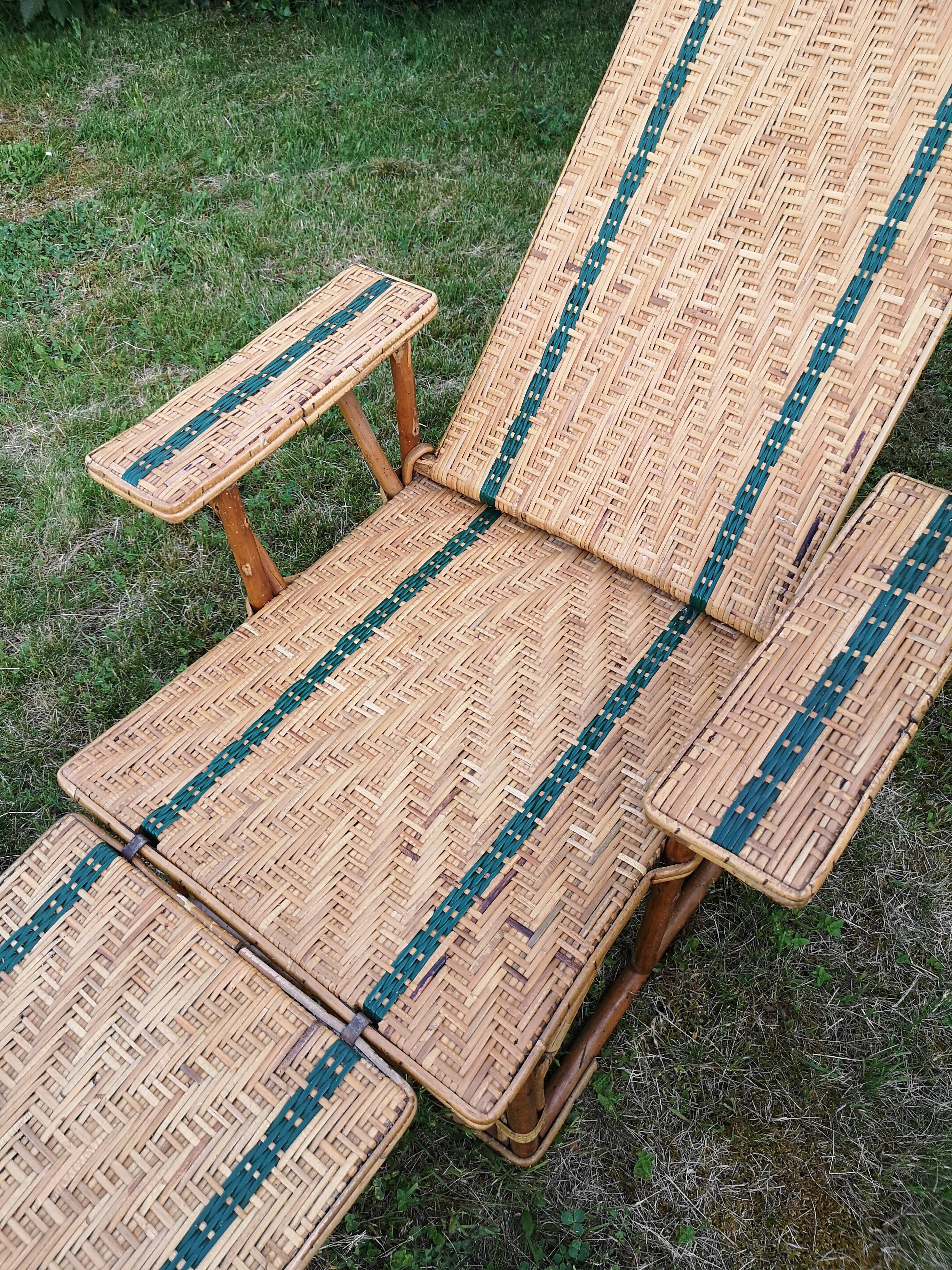 Long rattan chair - bamboo