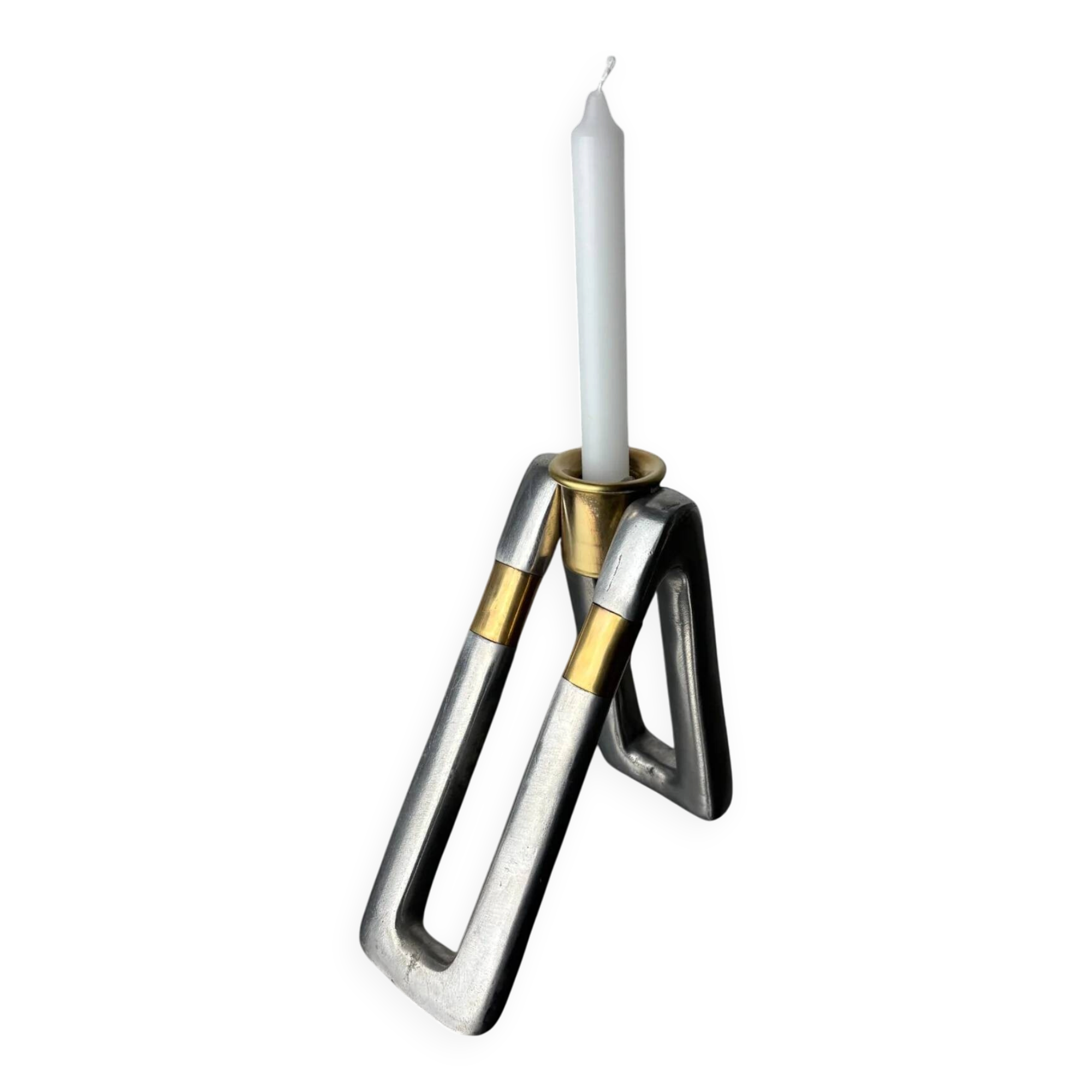 Brutalist candlestick by Ardisur, bronze & aluminium, Spain, 1970s