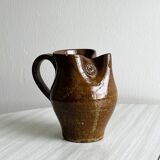 Stoneware owl pitcher, rustic tableware.