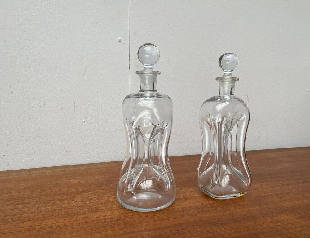 Danish Vintage Kluk Kluk Glass Bottles from Holmegaard, 1970s, Set of 2
