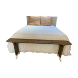 Light oak bench, lower feet painted white