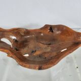 Large olive wood empty pocket, signed, 1966