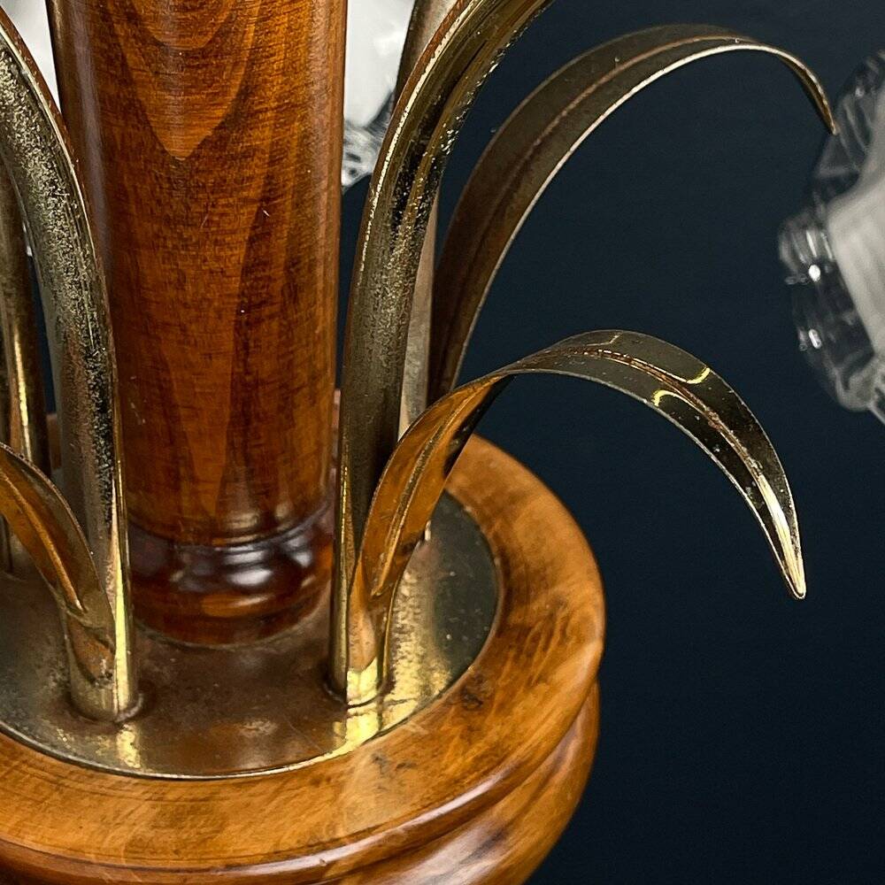 Vintage Murano glass chandelier and wood, Italy, 1970s