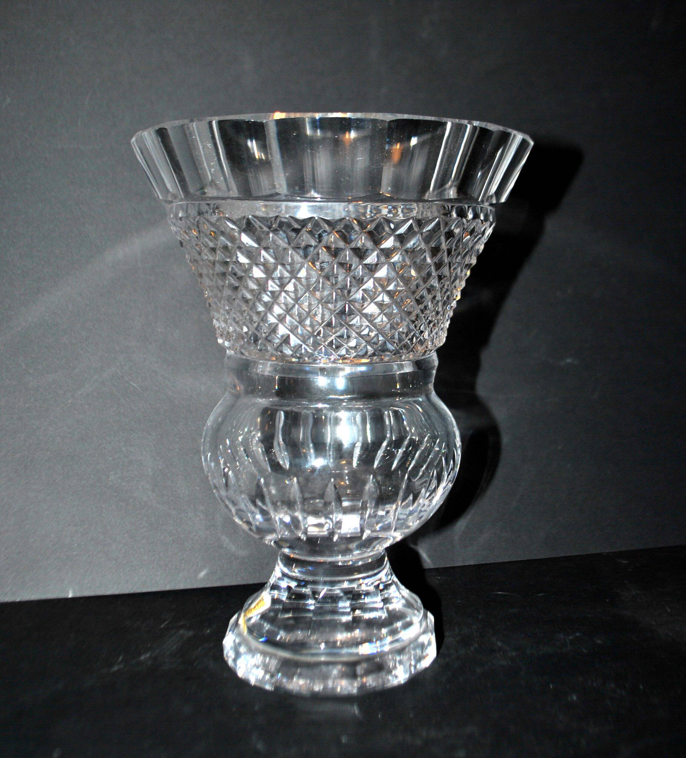 Bohemian cut crystal Medici vase signed TW & Co
