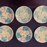 Set de 6 assiettes en barbotine vers 1930