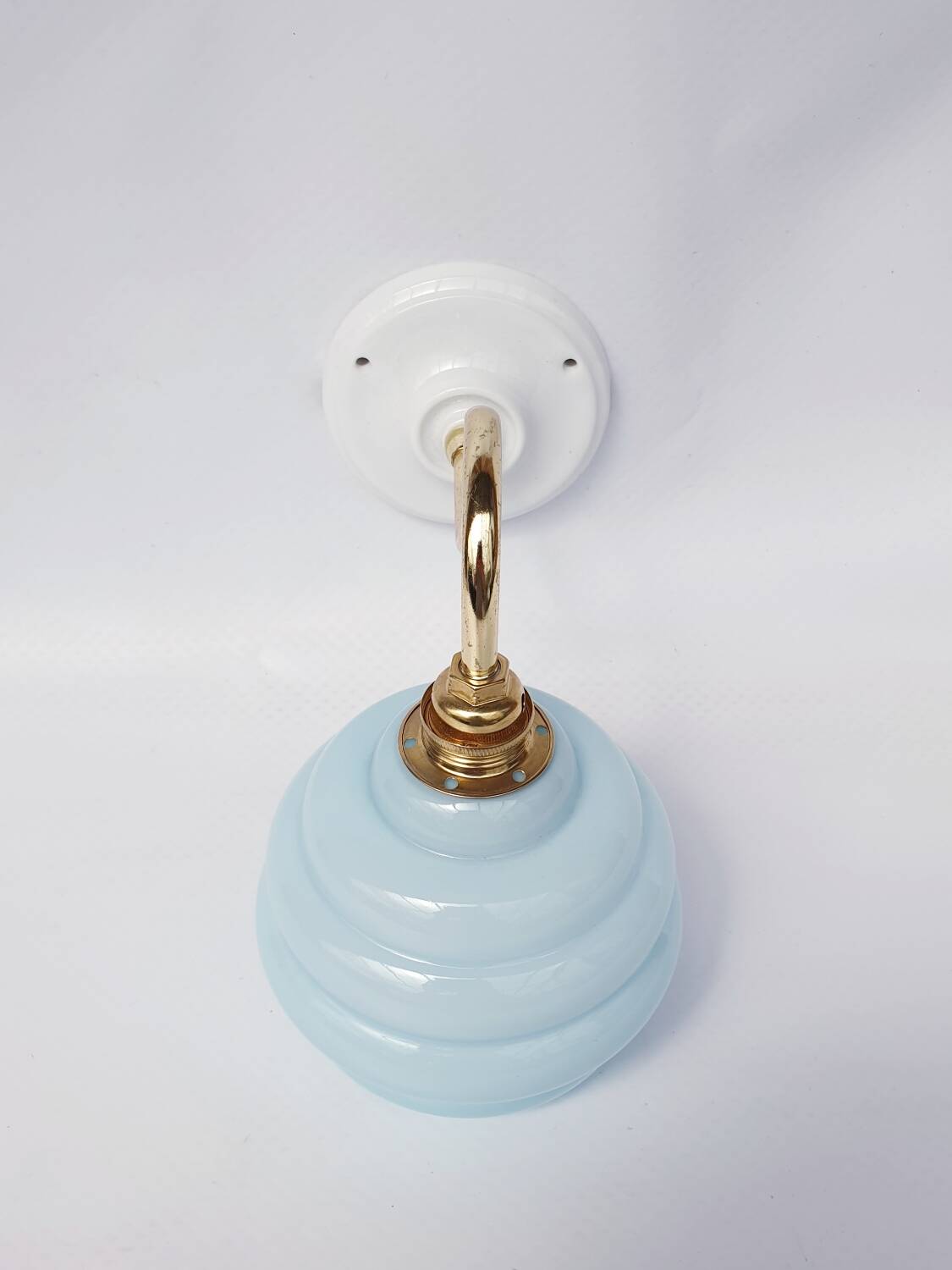 Swan neck and blown glass wall lamp