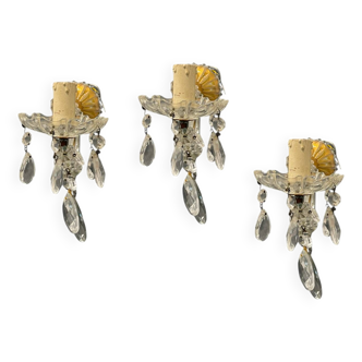 Crystal Maria Teresa Sconces Set of 3 1950’s