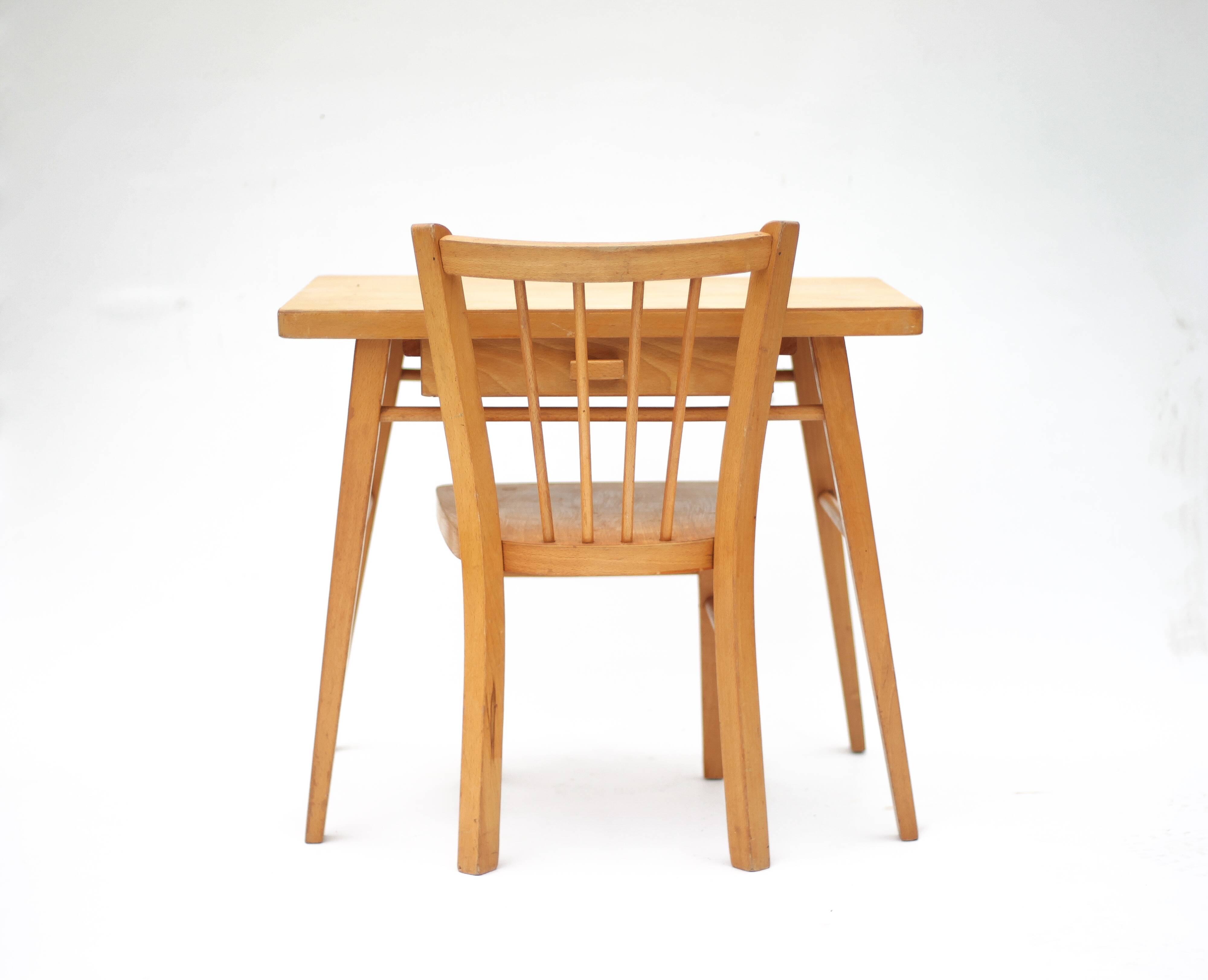 Baumann vintage desk, children's wooden desk with chair, desk with drawers.