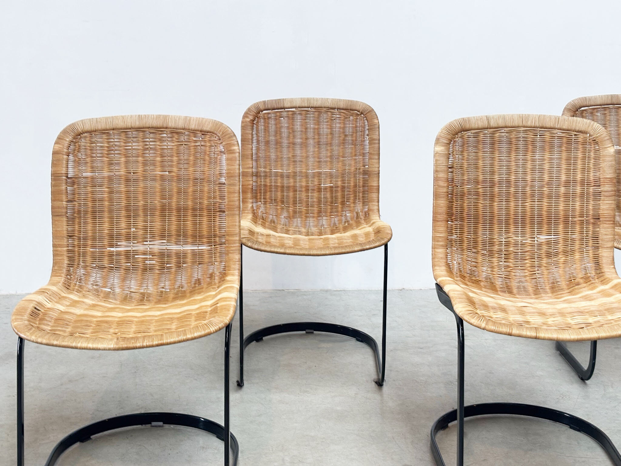 Set of six Cidue rattan dining chairs