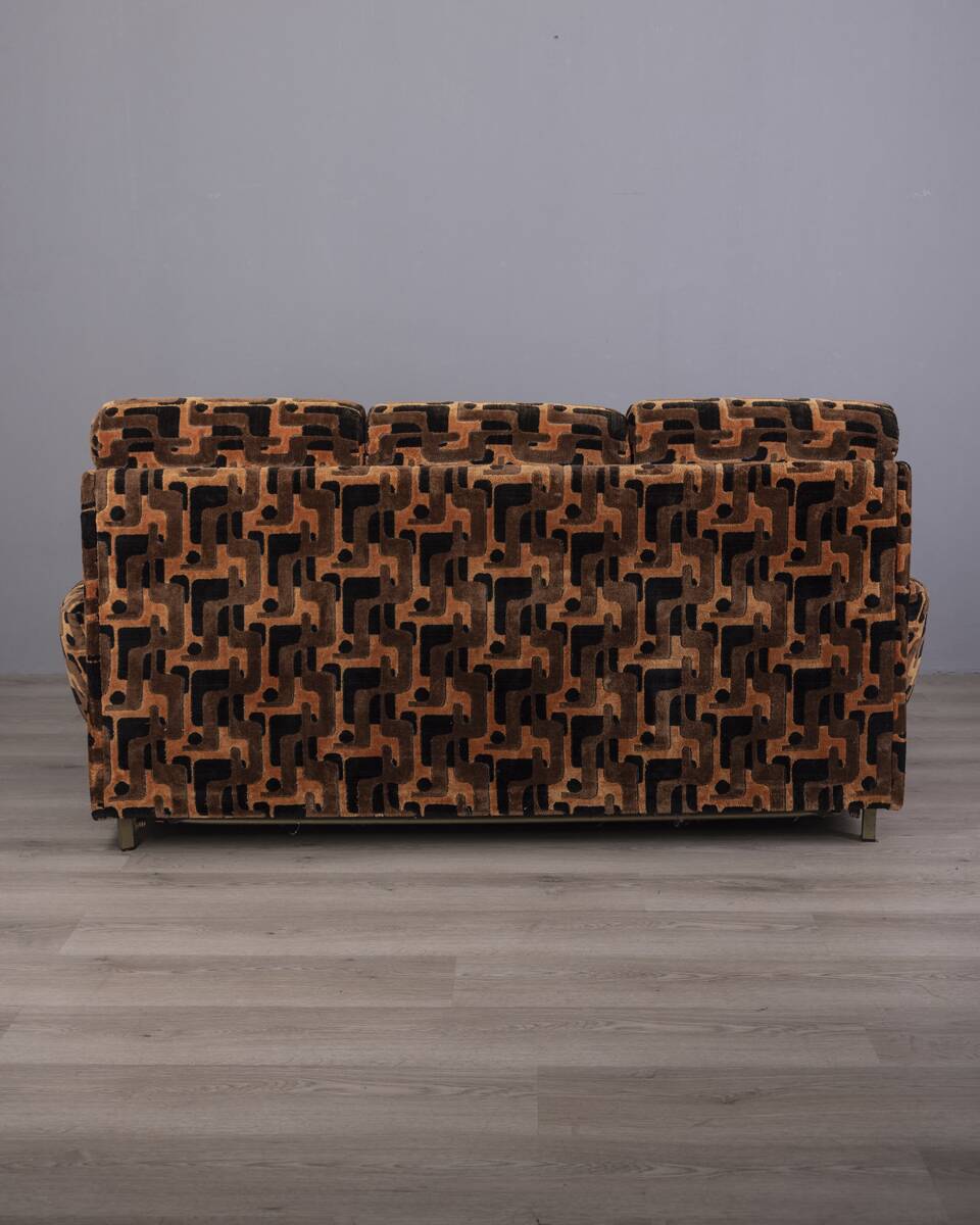 VINTAGE 1970S THREE-SEATER SOFA IN MULTICOLORED VELVET ITALIAN DESIGN