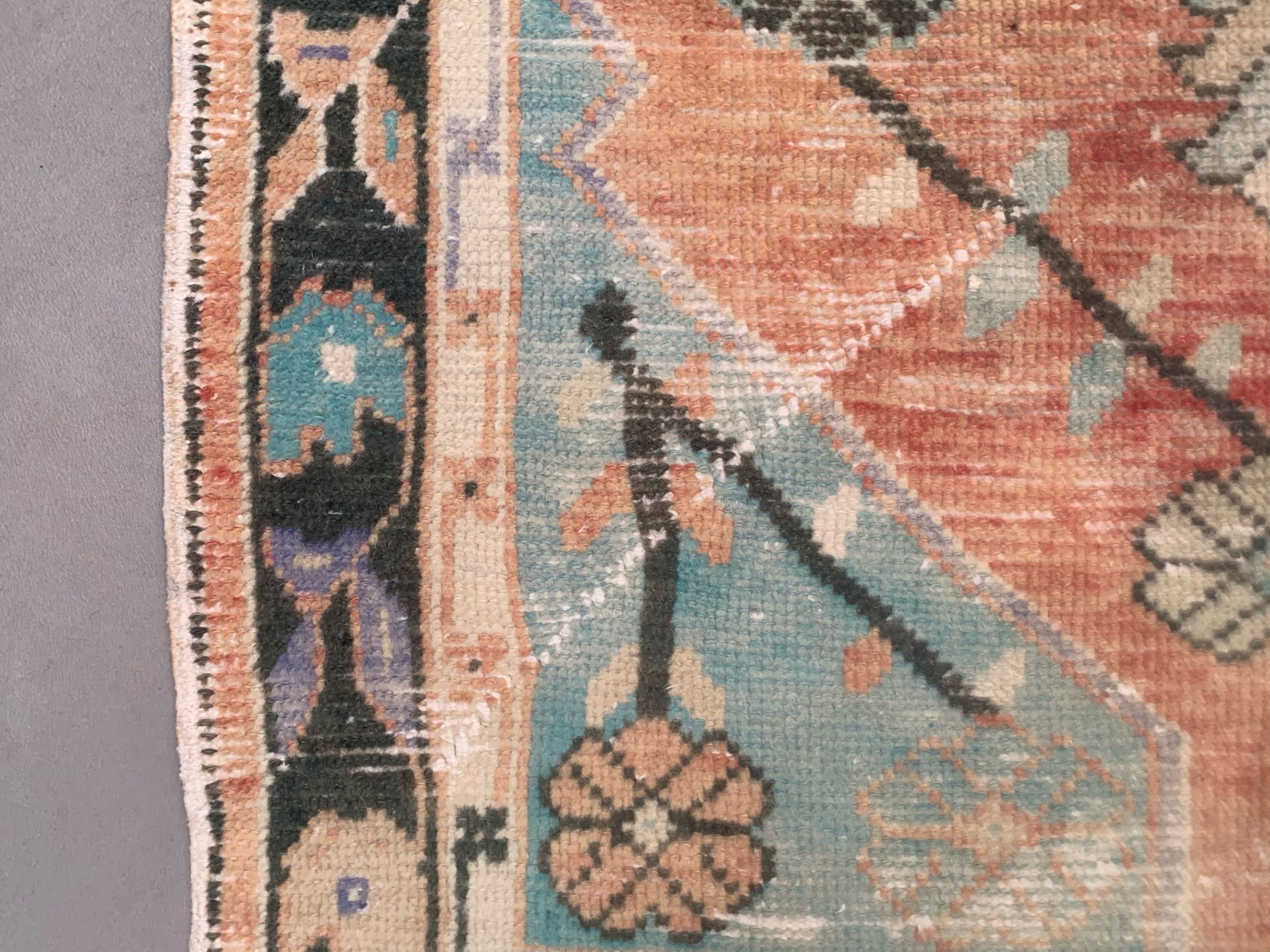 Turkish oushak rug 164x77 cm vintage carpet