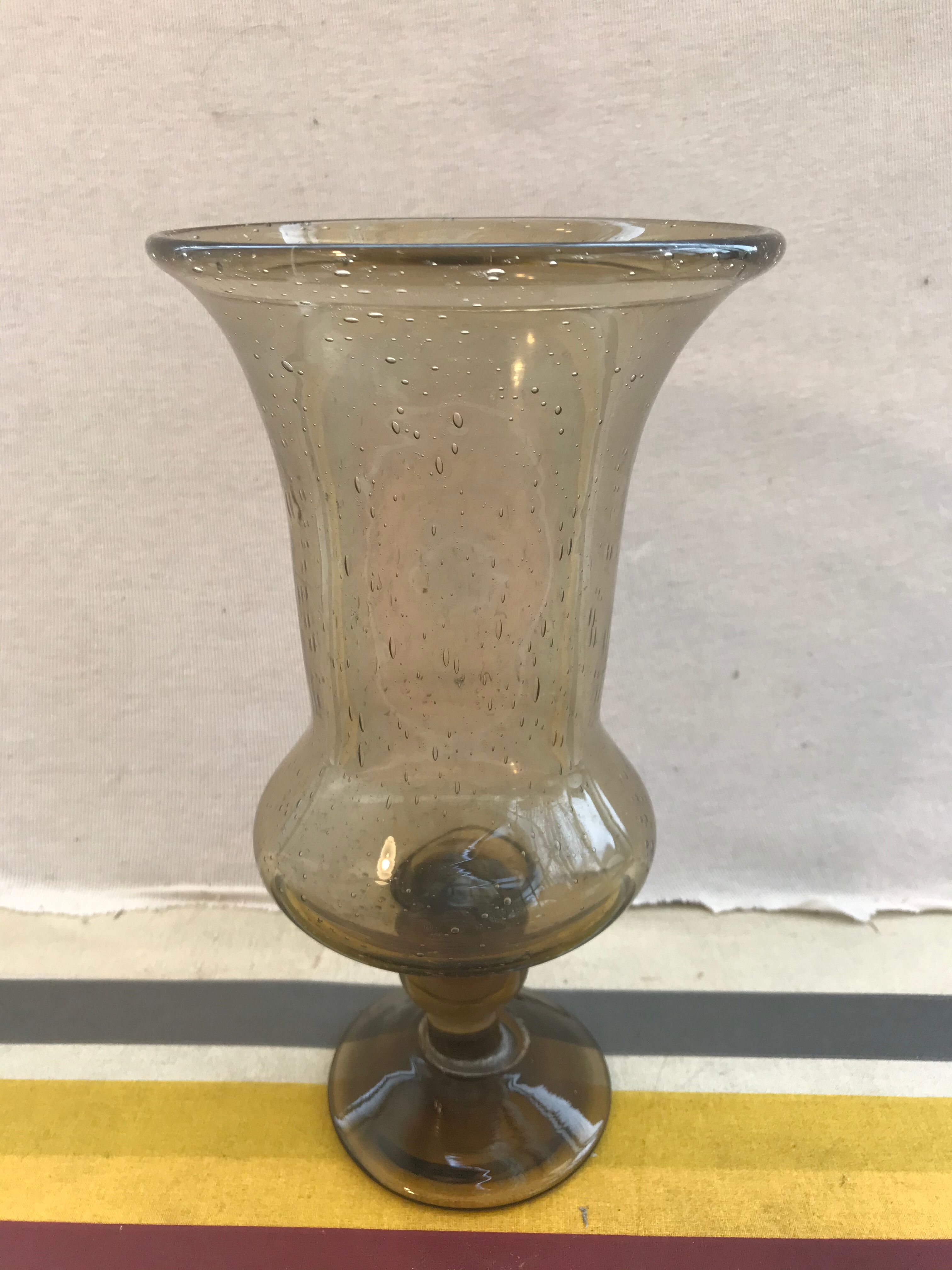 Old vase  blown glass bullé grey vintage decoration