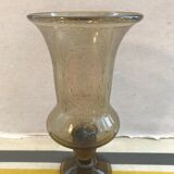Vase verre soufflé bullé gris décoration vintage