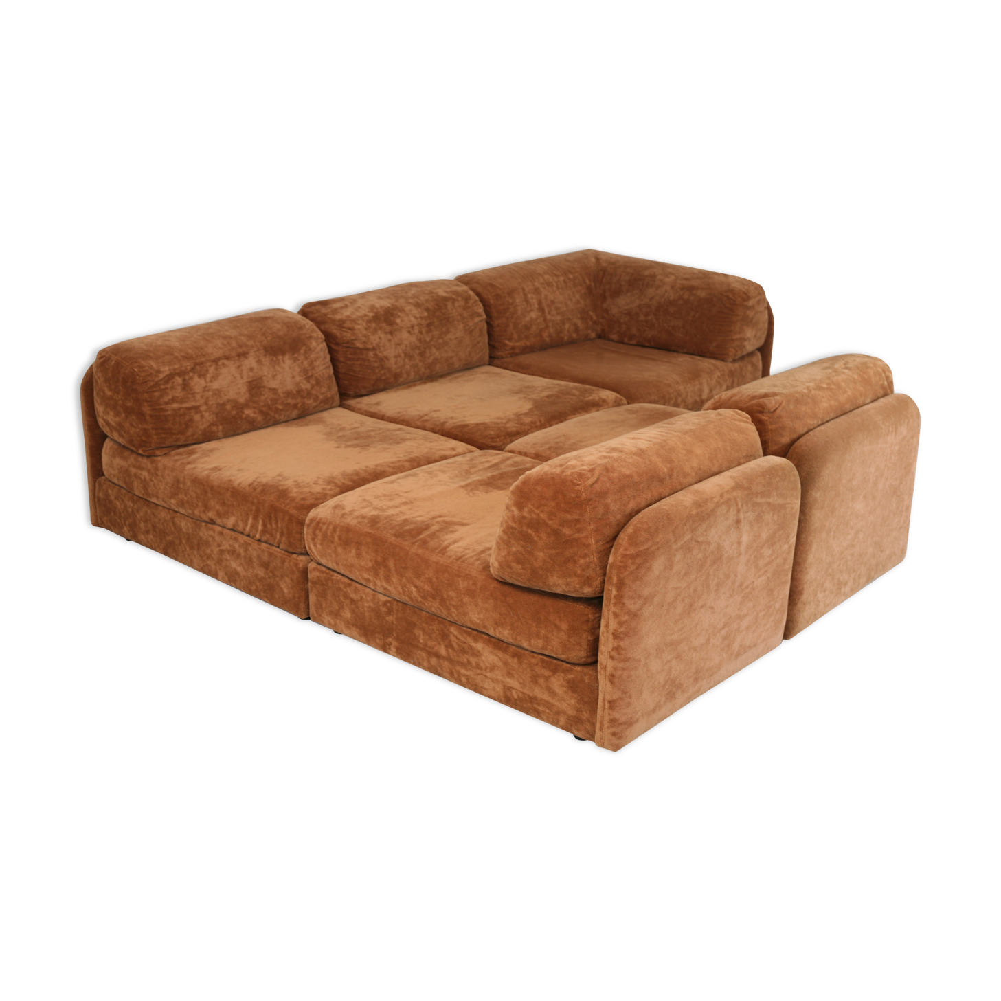 70s modular sofa, light brown velvet