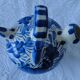 Gargoulette decor blue and white handicraft work in ceramic