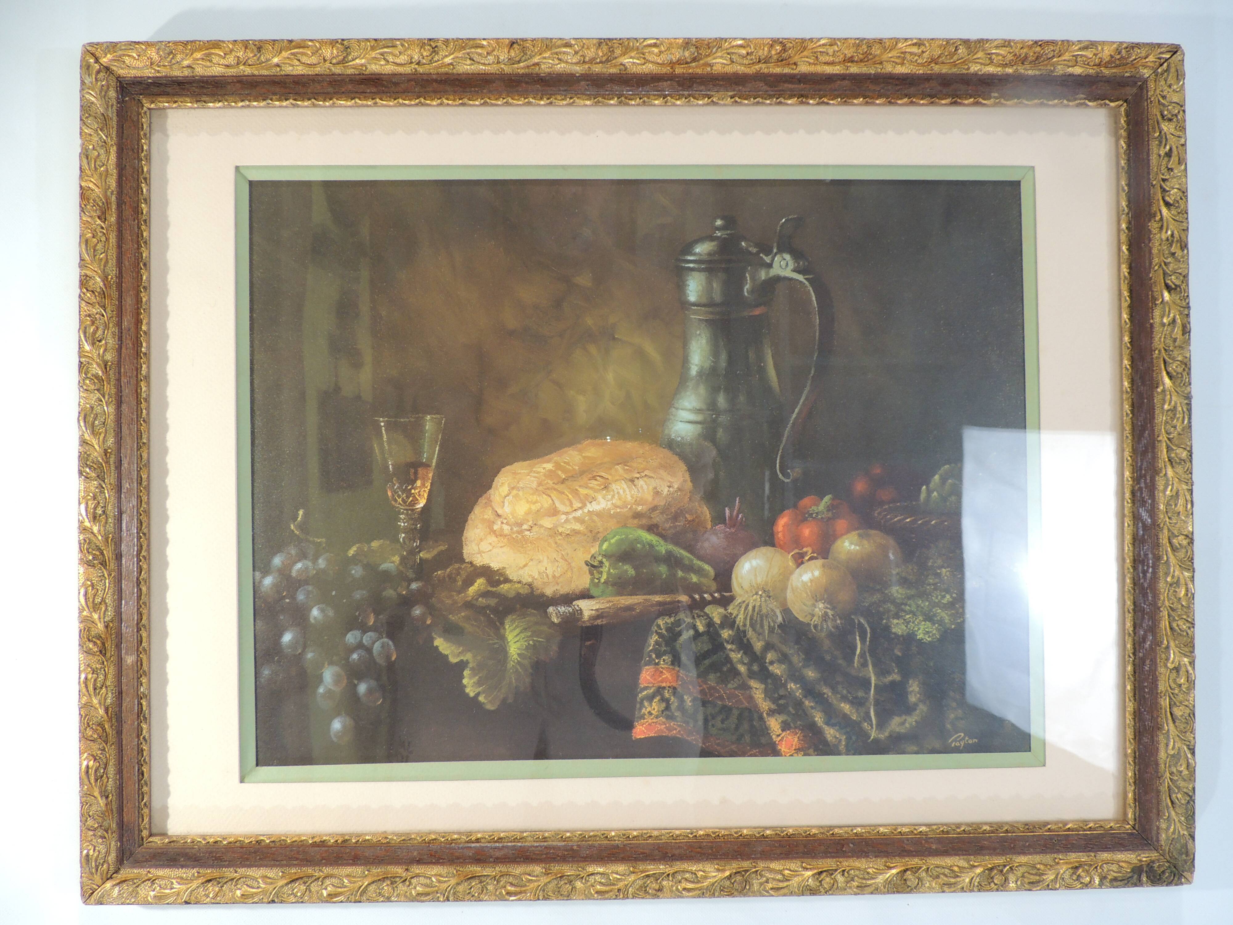 Tableau nature morte reproduction vintage cadre bois