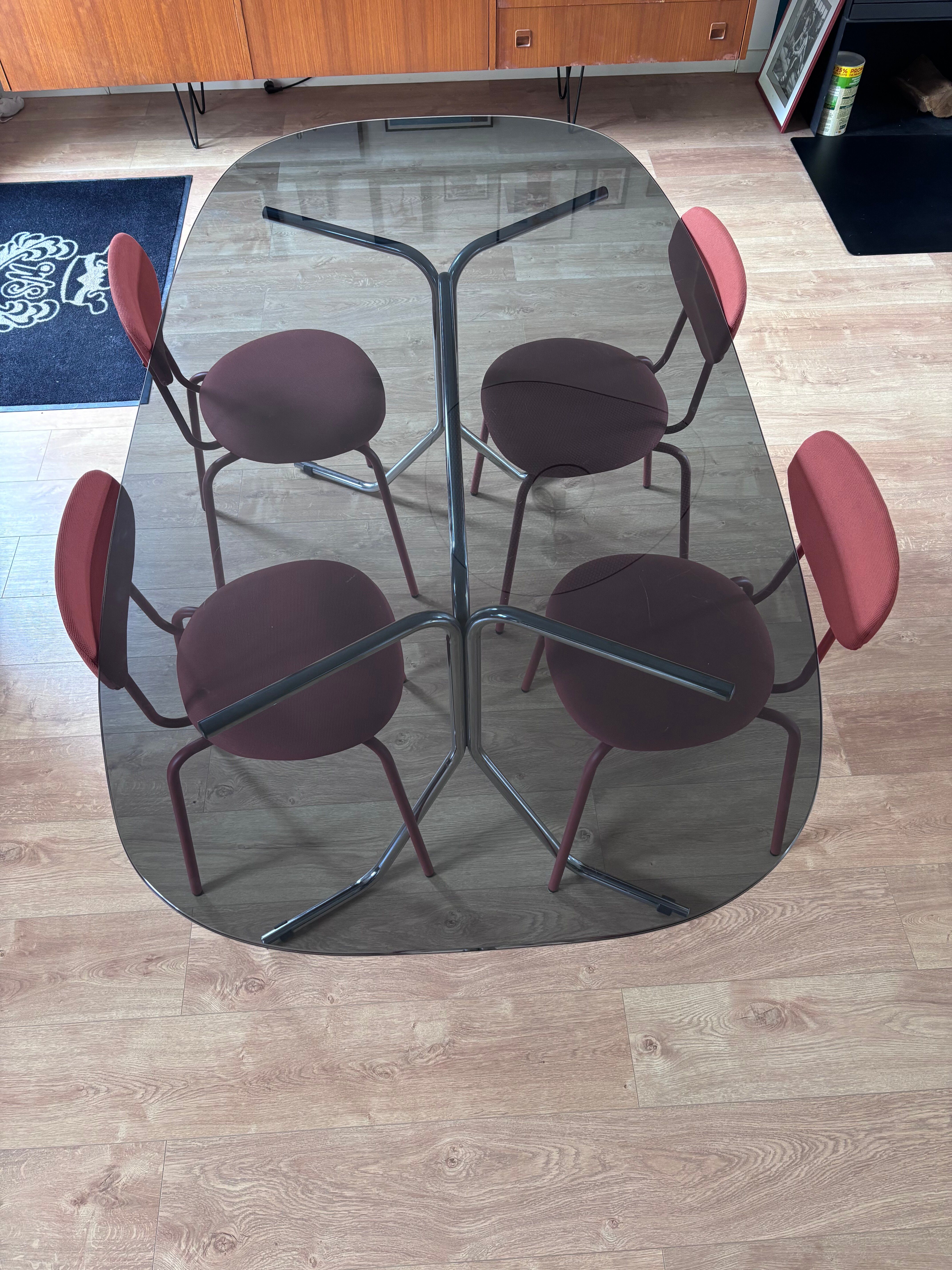 Glass and chrome table