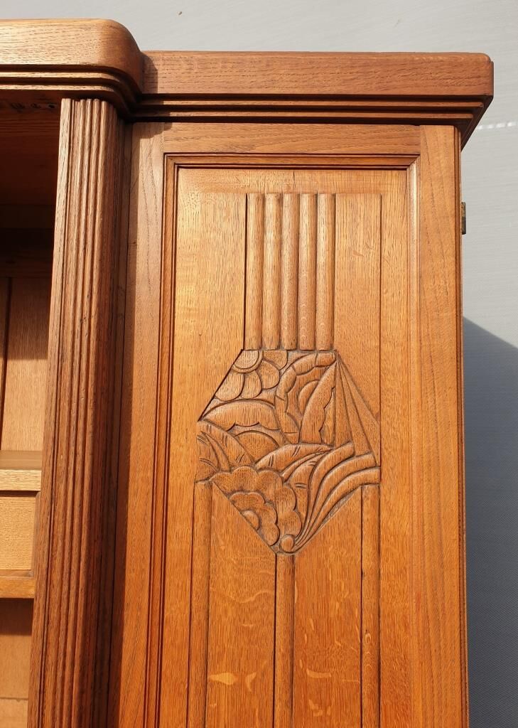 Library cabinet Art Deco columns with godrons