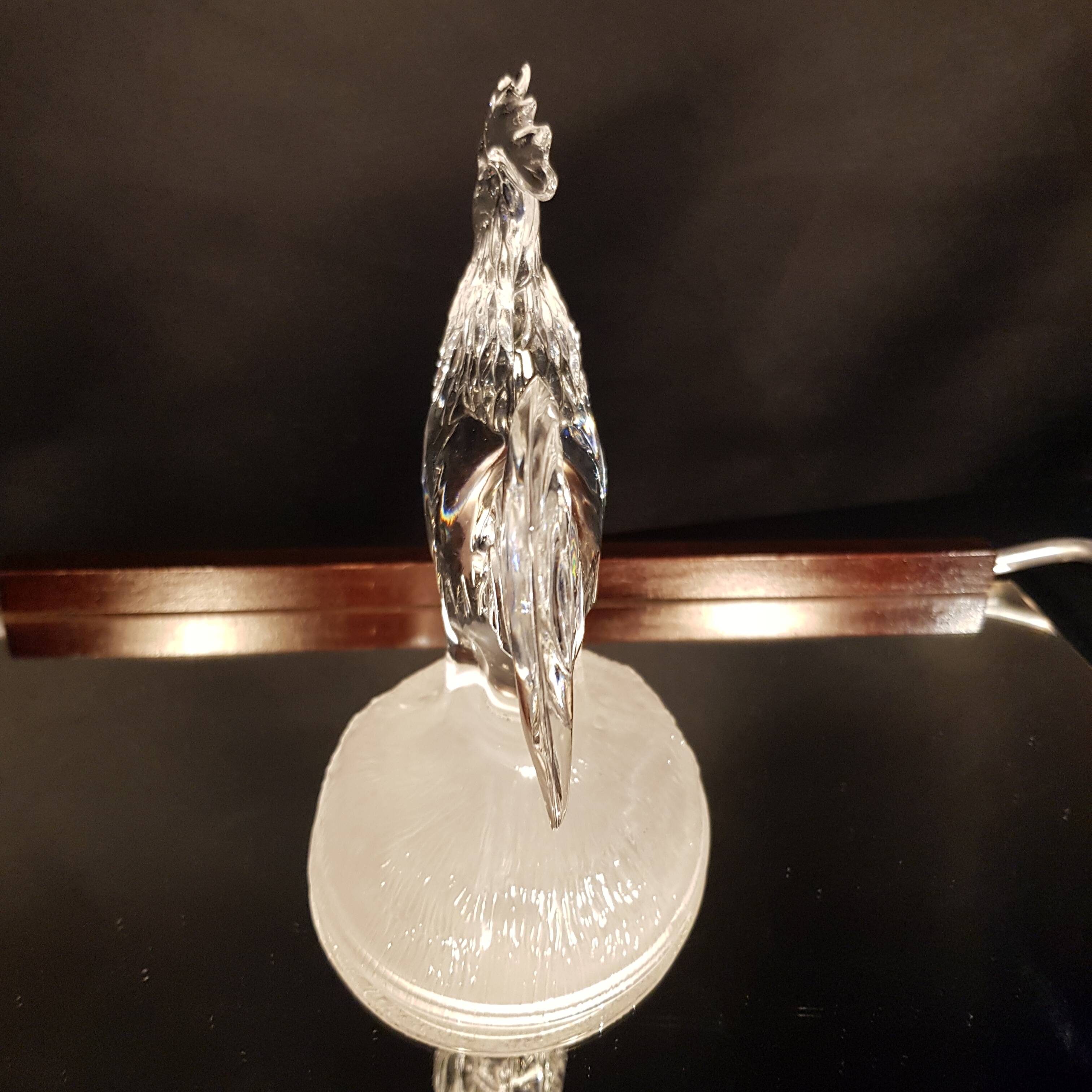 Glass rooster paperweight