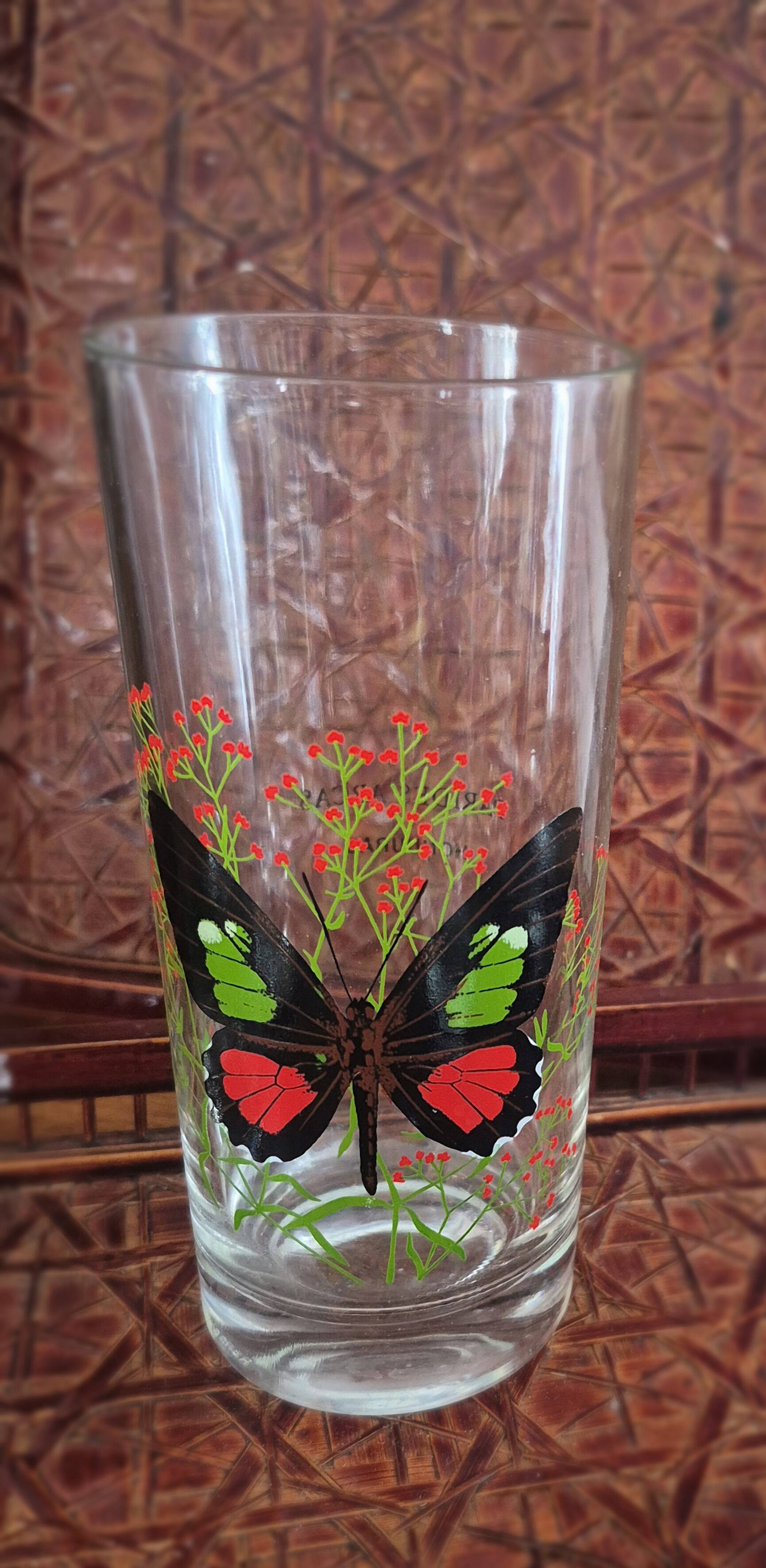 Set of 10 butterfly glasses from the Reims glassworks, vintage.