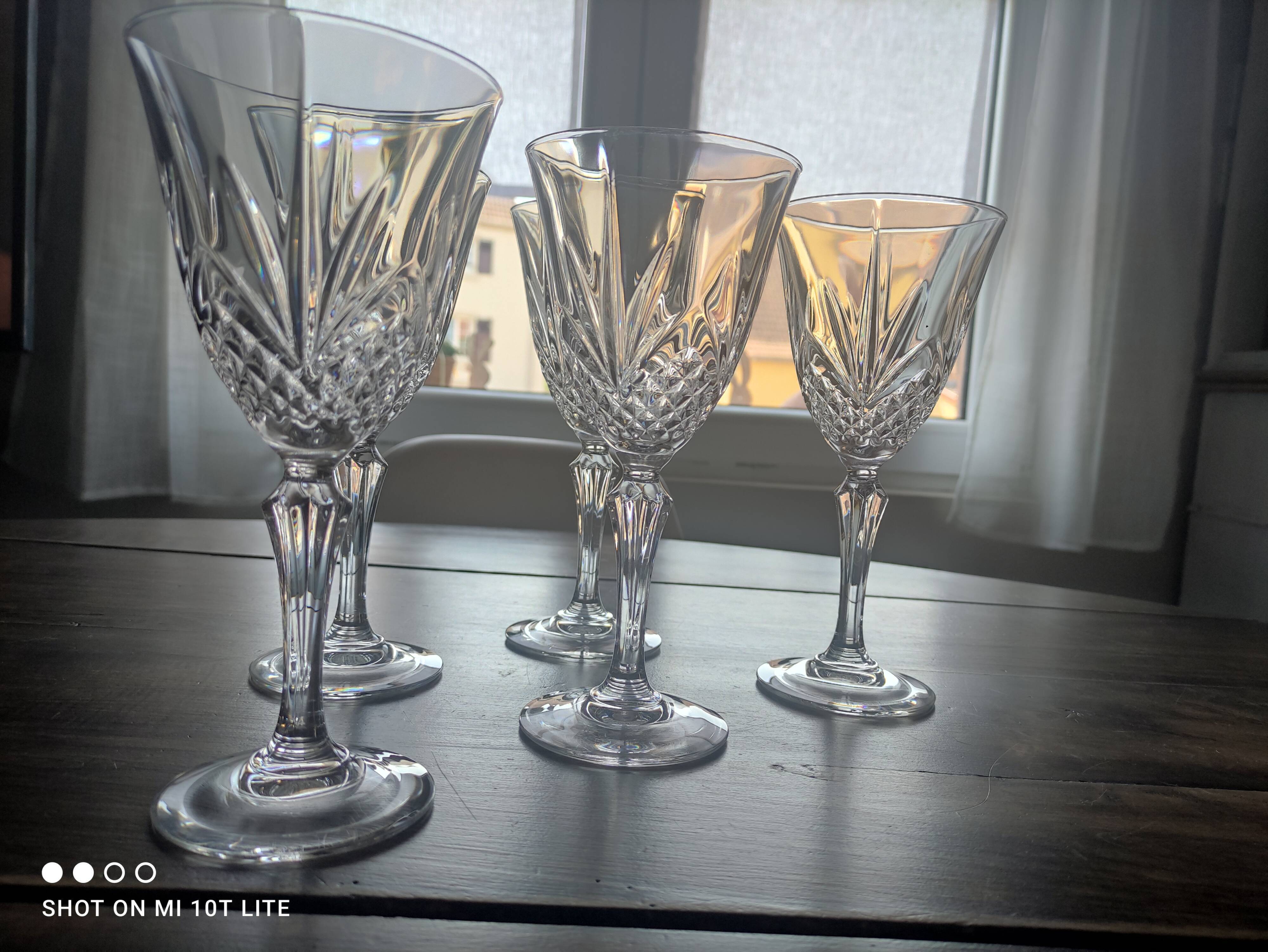 Set of 5 glasses of red wine or chiseled crystal water