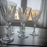 Set of 5 glasses of red wine or chiseled crystal water