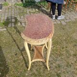 Transitional 1900s Style Patinated Pedestal Table with Dimensi Marble Top