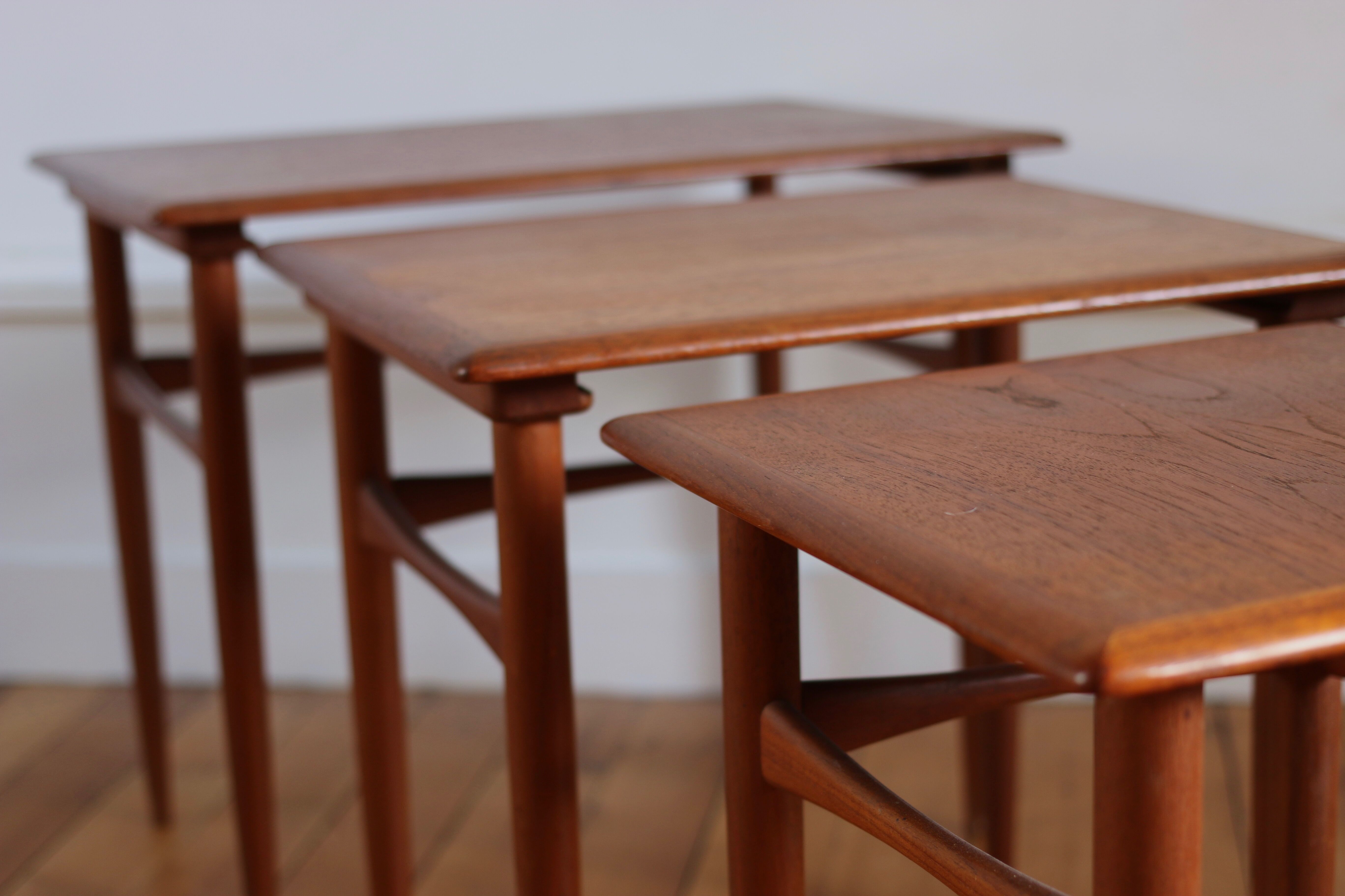 Scandinavian trundle tables made in teak Kai Kristiansen