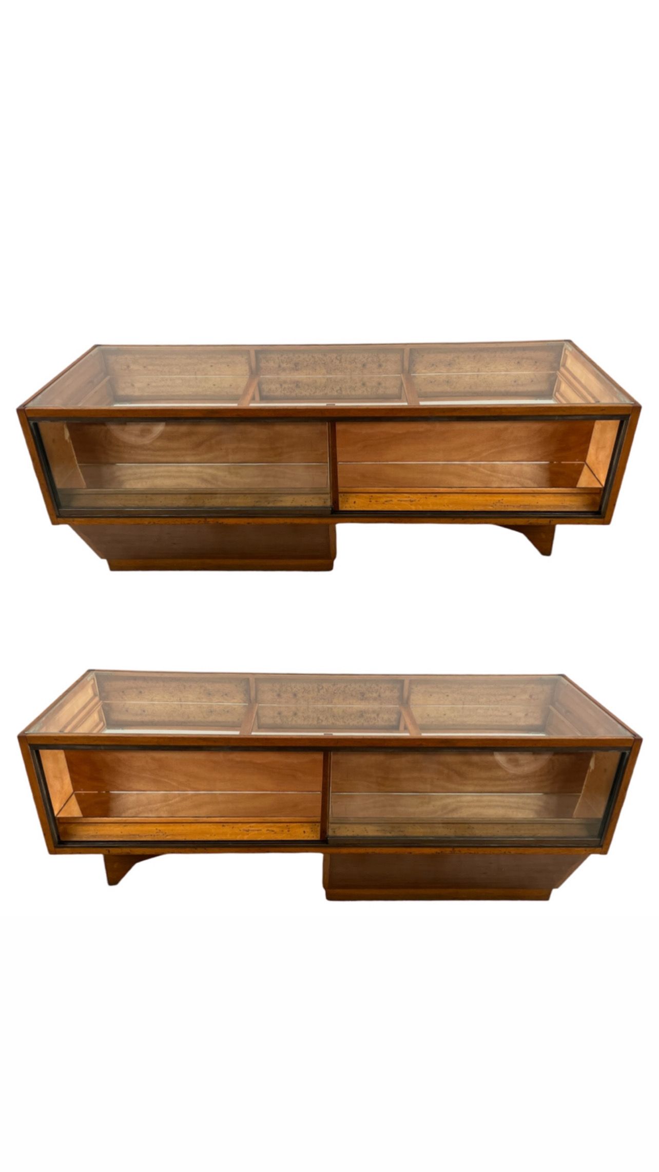 2 Showcases furniture of loom with drawers oak wood jewelry Art Deco 1930' compass feet