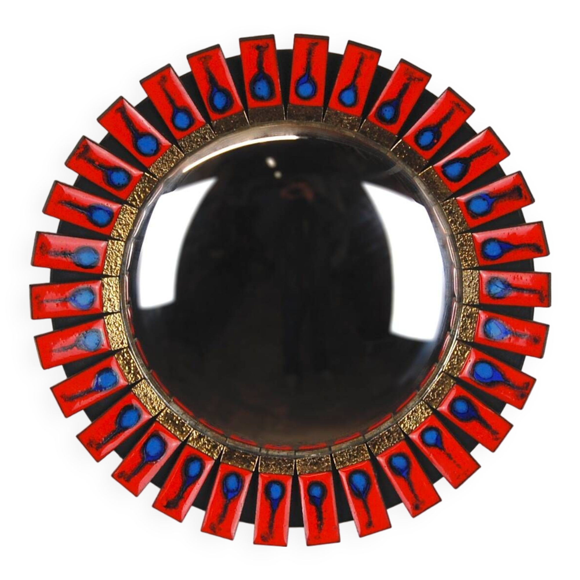 Vintage convex & ceramic sun mirror