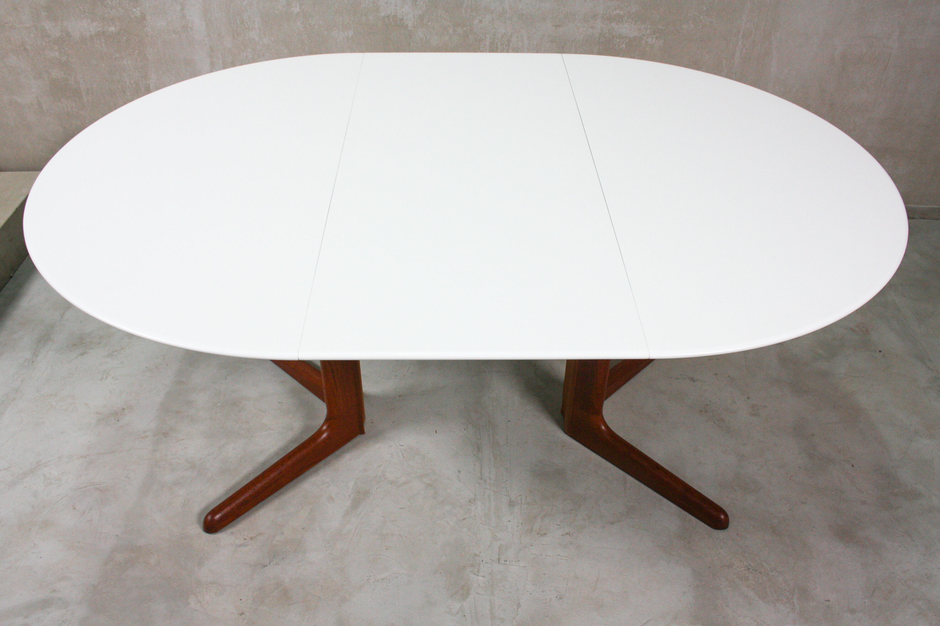 Round danish teak & white dining table, 1960s