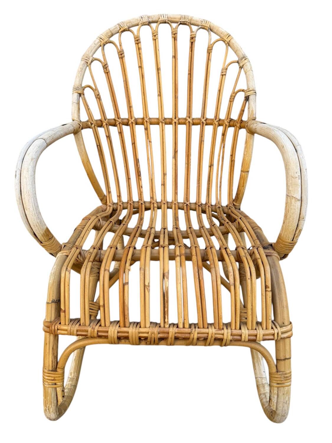 Fauteuil en rotin des années 50 Pays-Bas