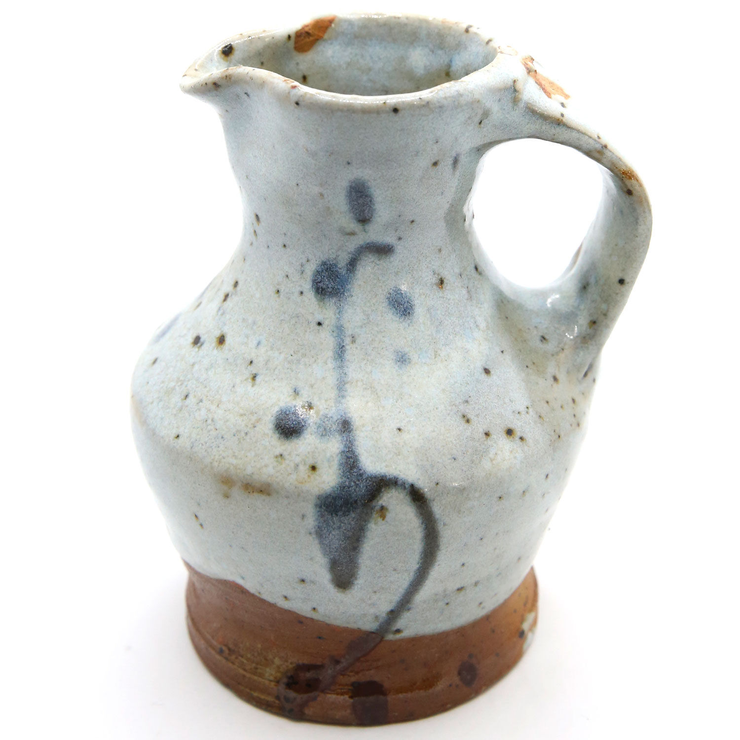 Enamelled sandstone pitcher with blue shades by Anne Kjaersgaard, La Borne