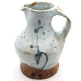 Enamelled sandstone pitcher with blue shades by Anne Kjaersgaard, La Borne