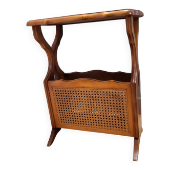 Revue door and end table in wood and canework