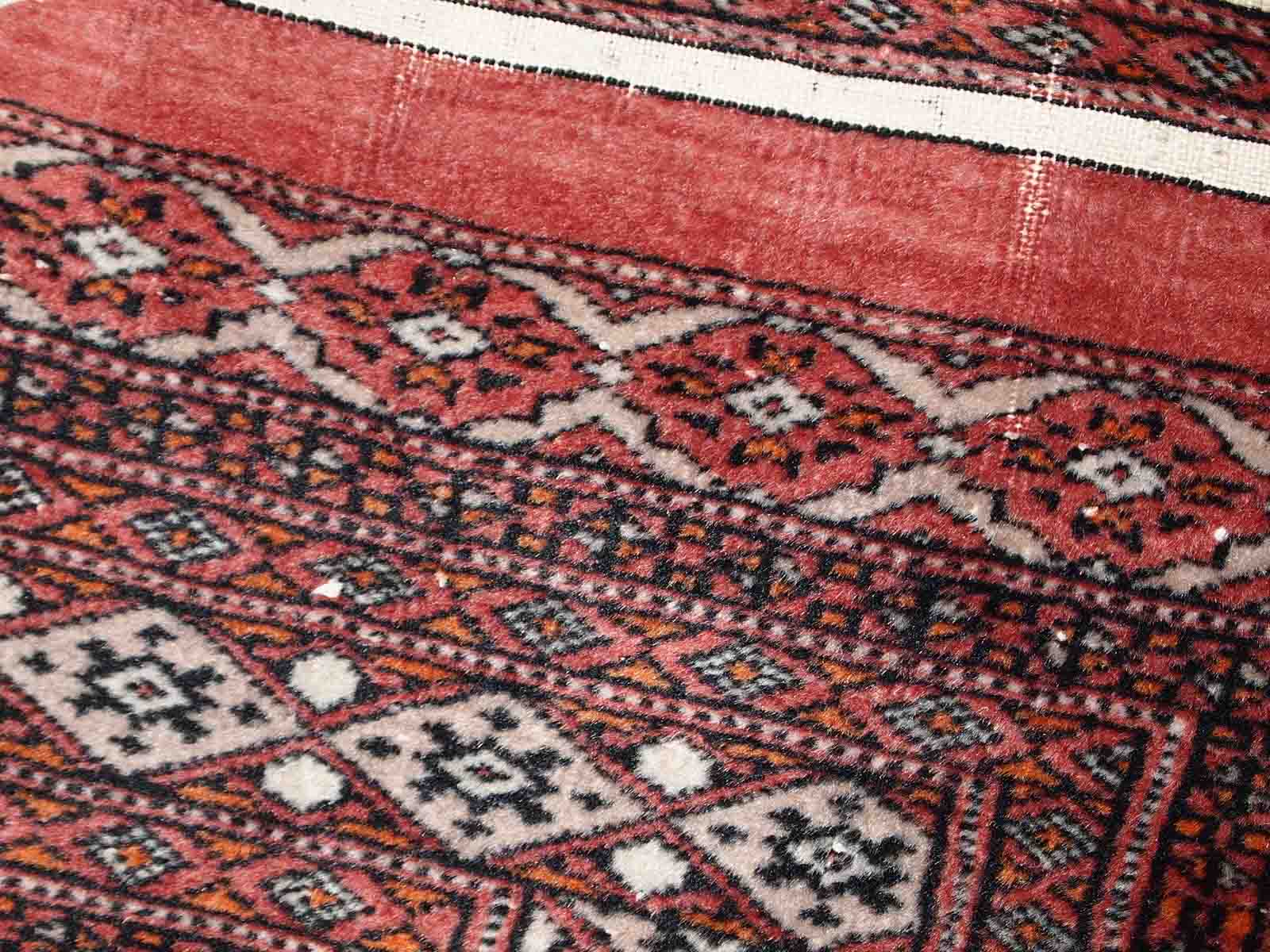 Vintage carpet Uzbek Bukhara handmade 75cm x 132cm 1960s, 1C807