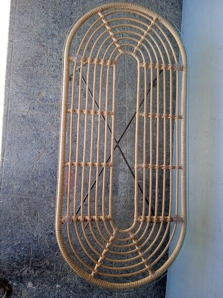 Vintage rattan and metal design coffee table