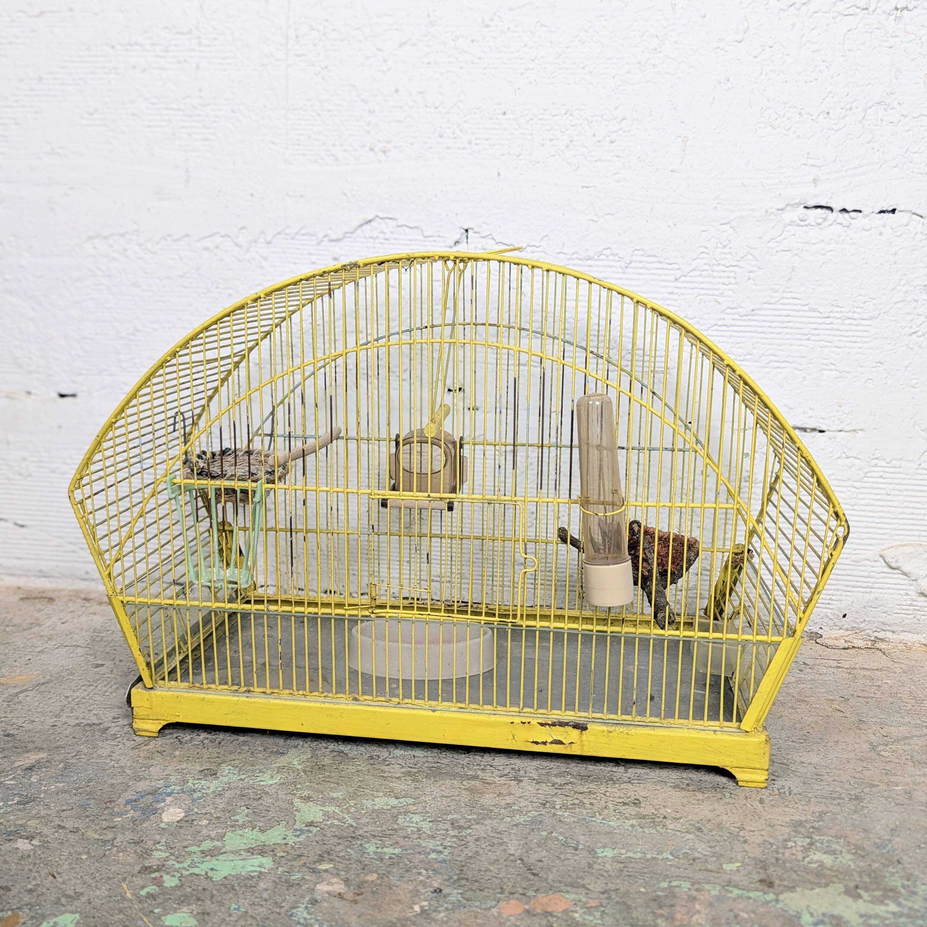 Vintage Yellow Birdcage 1950s