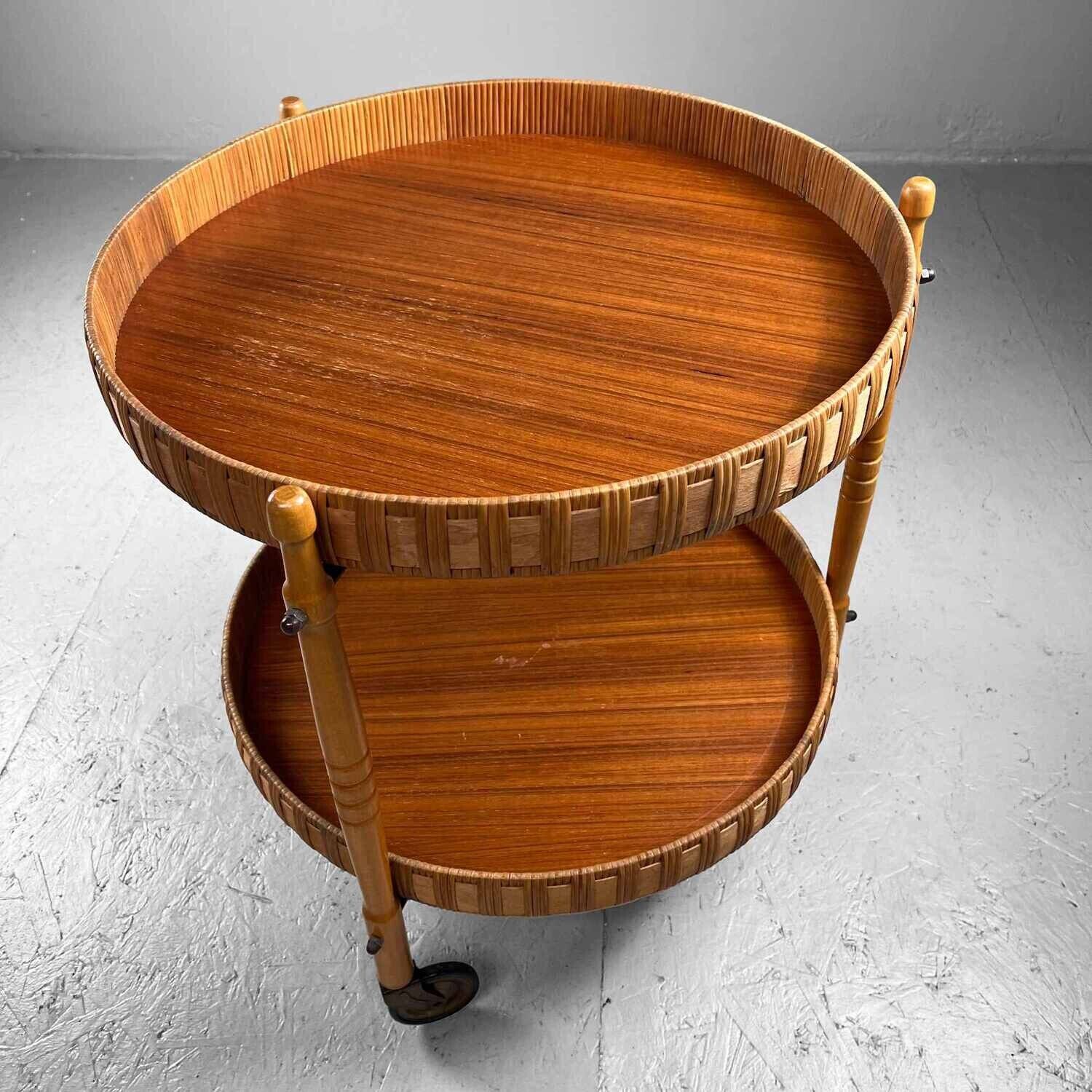 Mid-century wooden bar trolley