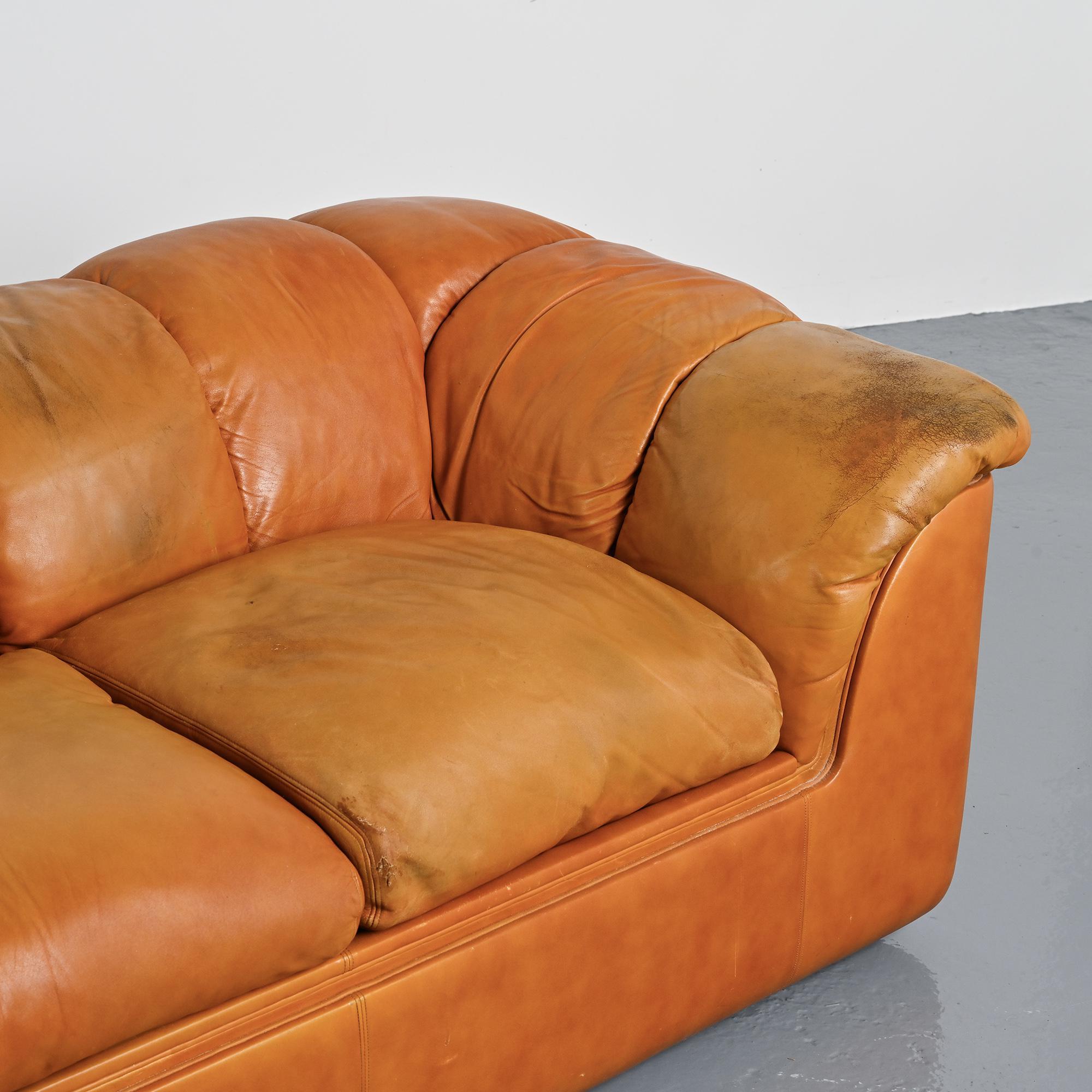 Cocker leather sofa, Bresciani, Poltrona Frau, around 1975