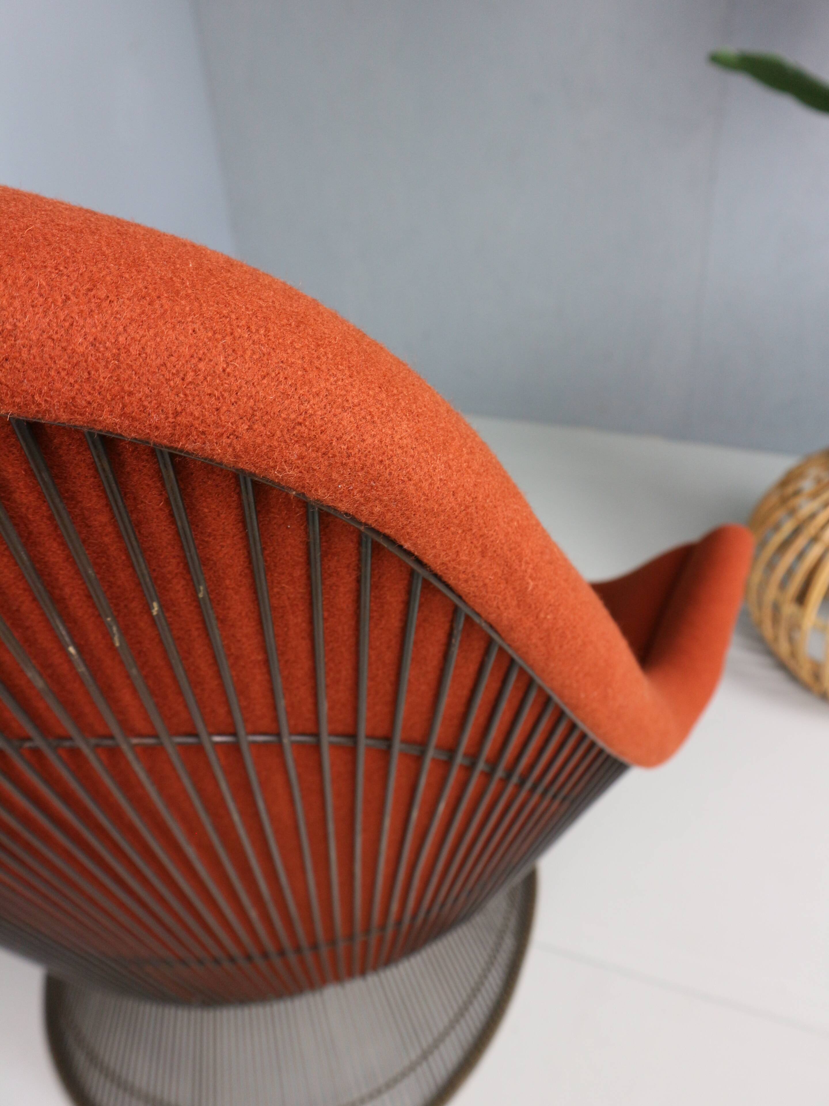 Early bronze lounge chair by Warren Platner for Knoll 1960s in rust red