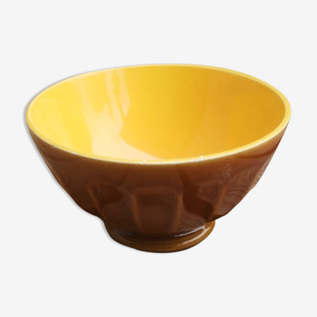 Brown and yellow ceramic bowl Digoin Sarreguemines