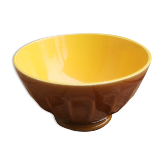 Brown and yellow ceramic bowl Digoin Sarreguemines