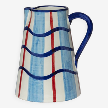Blue wavy-lines jug